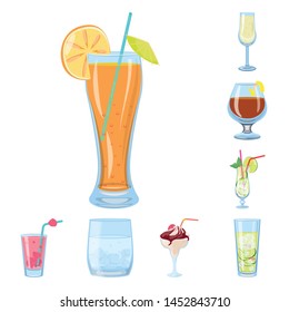 Isolated object of cocktail and drink symbol. Collection of cocktail and ice vector icon for stock.