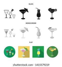 Isolated object of cocktail and menu logo. Collection of cocktail and margarita stock symbol for web.