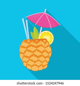 Isolated object of cocktail and umbrella logo. Web element of cocktail and ananas stock symbol for web.