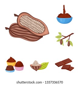 Isolated object of cocoa and beans icon. Set of cocoa and sweetness stock vector illustration.
