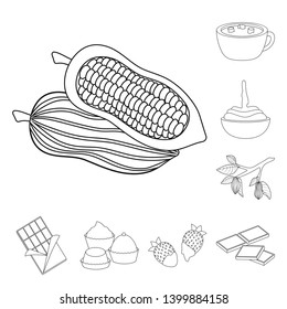 Isolated object of cocoa and beans icon. Set of cocoa and sweetness vector icon for stock.
