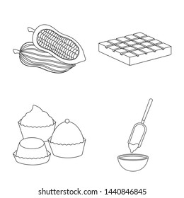 Isolated object of cocoa and beans icon. Collection of cocoa and sweetness stock symbol for web.