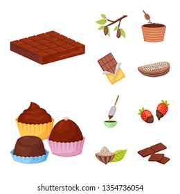 Isolated object of cocoa and beans logo. Collection of cocoa and sweetness stock vector illustration.