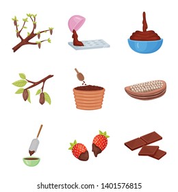 Isolated object of cocoa and beans logo. Collection of cocoa and sweetness stock vector illustration.