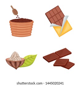 Isolated object of cocoa and beans logo. Collection of cocoa and sweetness stock symbol for web.