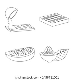 Isolated object of cocoa and beans logo. Set of cocoa and sweetness stock symbol for web.