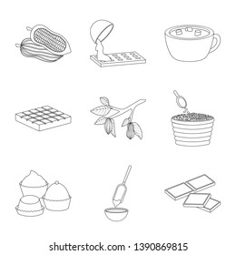 Isolated object of cocoa and beans sign. Set of cocoa and sweetness vector icon for stock.