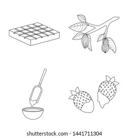 Isolated object of cocoa and beans sign. Set of cocoa and sweetness stock symbol for web.
