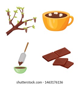 Isolated object of cocoa and beans sign. Set of cocoa and sweetness vector icon for stock.