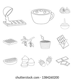 Isolated object of cocoa and beans symbol. Collection of cocoa and sweetness stock symbol for web.