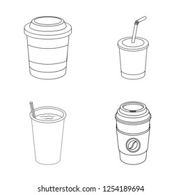 Isolated object of coffee and cup logo. Set of coffee and hot stock vector illustration.