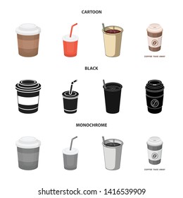 Isolated object of coffee and cup logo. Set of coffee and hot stock vector illustration.
