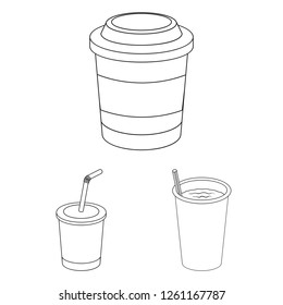 Isolated object of coffee and cup sign. Set of coffee and hot stock symbol for web.
