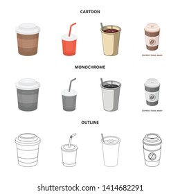Isolated object of coffee and cup sign. Collection of coffee and hot stock symbol for web.