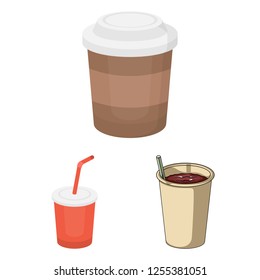 Isolated object of coffee and cup symbol. Collection of coffee and hot vector icon for stock.