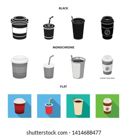 Isolated object of coffee and cup symbol. Collection of coffee and hot stock vector illustration.
