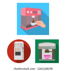 Isolated object of coffee and machine logo. Set of coffee and kitchen stock vector illustration.