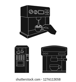 Isolated object of coffee and machine sign. Set of coffee and kitchen stock symbol for web.