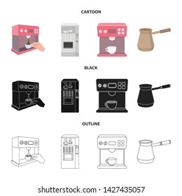 Isolated object of coffee and machine sign. Collection of coffee and kitchen vector icon for stock.