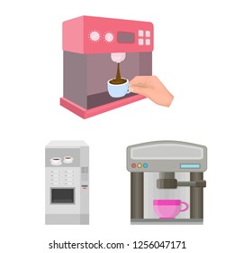 Isolated object of coffee and machine symbol. Set of coffee and kitchen stock symbol for web.