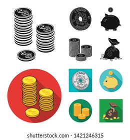 Isolated object of coin and treasure icon. Collection of coin and money  stock vector illustration.