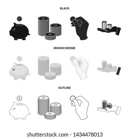 Isolated object of coin and treasure logo. Set of coin and money stock symbol for web.