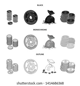 Isolated object of coin and treasure sign. Set of coin and money  stock vector illustration.