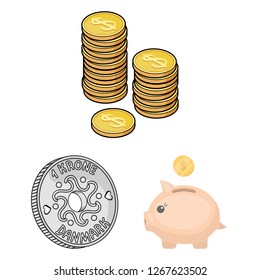 Isolated object of coin and treasure symbol. Set of coin and money  stock symbol for web.