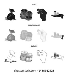 Isolated object of coin and treasure symbol. Collection of coin and money vector icon for stock.