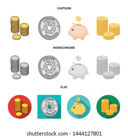 Isolated object of coin and treasure symbol. Collection of coin and money stock vector illustration.