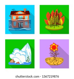 Isolated object of collapse and environment  icon. Set of collapse and distress vector icon for stock.