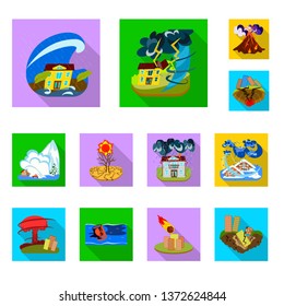 Isolated object of collapse and environment  symbol. Set of collapse and distress stock symbol for web.