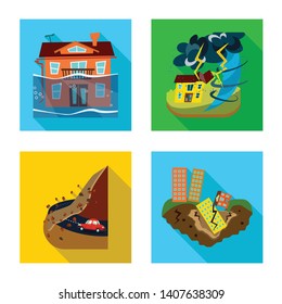 Isolated object of collapse and environment  symbol. Set of collapse and distress stock vector illustration.