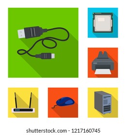 Isolated object of computer and device logo. Set of laptop and server stock vector illustration.