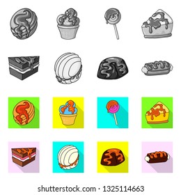 Isolated object of confectionery and culinary icon. Set of confectionery and product vector icon for stock.