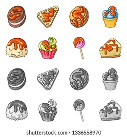 Isolated object of confectionery and culinary icon. Collection of confectionery and product stock symbol for web.