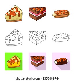 Isolated object of confectionery and culinary icon. Collection of confectionery and product stock vector illustration.