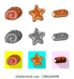 Isolated object of confectionery and culinary icon. Collection of confectionery and product stock vector illustration.