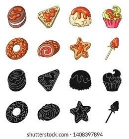 Isolated object of confectionery and culinary icon. Collection of confectionery and product stock vector illustration.