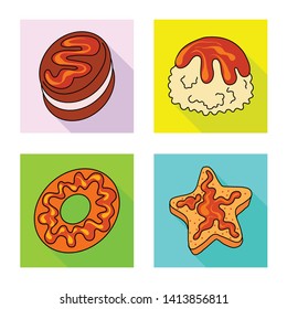 Isolated object of confectionery and culinary icon. Set of confectionery and colorful vector icon for stock.