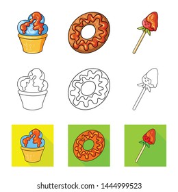 Isolated object of confectionery and culinary icon. Collection of confectionery and product vector icon for stock.