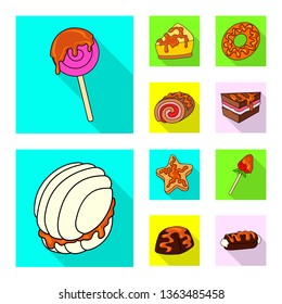 Isolated object of confectionery and culinary logo. Set of confectionery and colorful vector icon for stock.