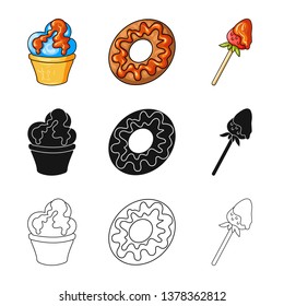Isolated object of confectionery and culinary logo. Collection of confectionery and product stock vector illustration.
