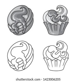 Isolated object of confectionery and culinary logo. Collection of confectionery and product vector icon for stock.