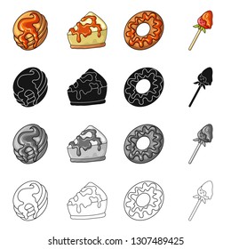 Isolated object of confectionery and culinary sign. Set of confectionery and product stock vector illustration.