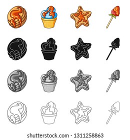 Isolated object of confectionery and culinary sign. Collection of confectionery and product stock symbol for web.
