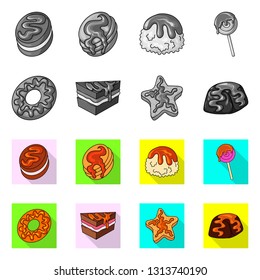 Isolated object of confectionery and culinary sign. Collection of confectionery and product stock vector illustration.