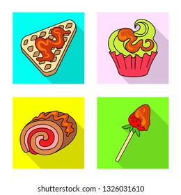 Isolated object of confectionery and culinary sign. Collection of confectionery and colorful stock symbol for web.