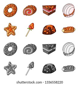 Isolated object of confectionery and culinary sign. Collection of confectionery and product vector icon for stock.