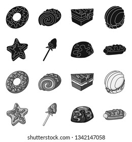 Isolated object of confectionery and culinary sign. Collection of confectionery and product stock vector illustration.